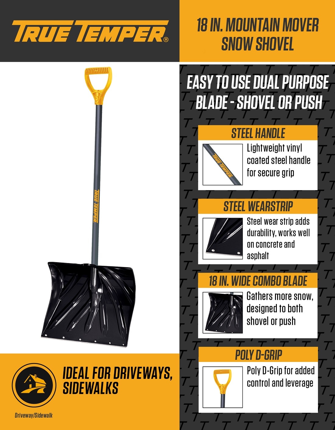 True Temper 18 in. Mountain Mover Snow Shovel1627200 The Home Depot